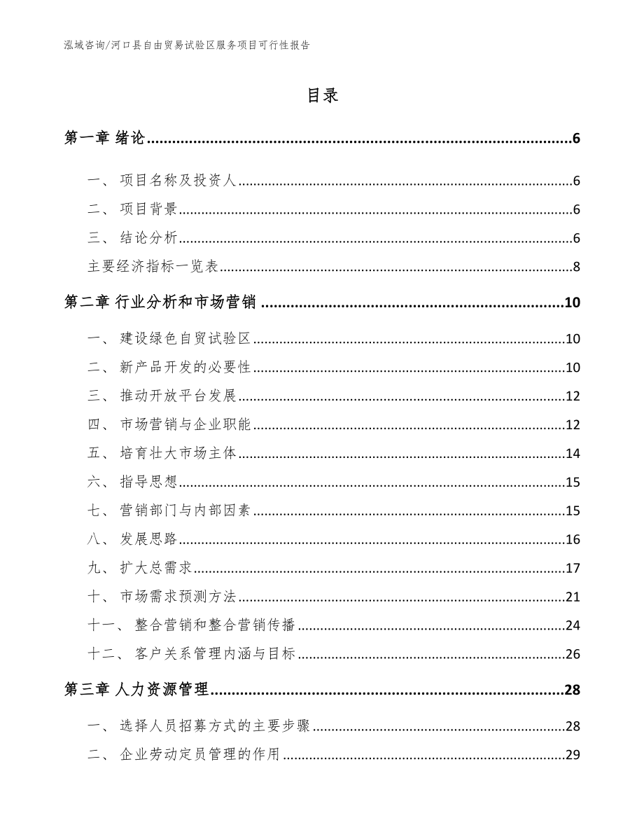 河口县自由贸易试验区服务项目可行性报告_第1页