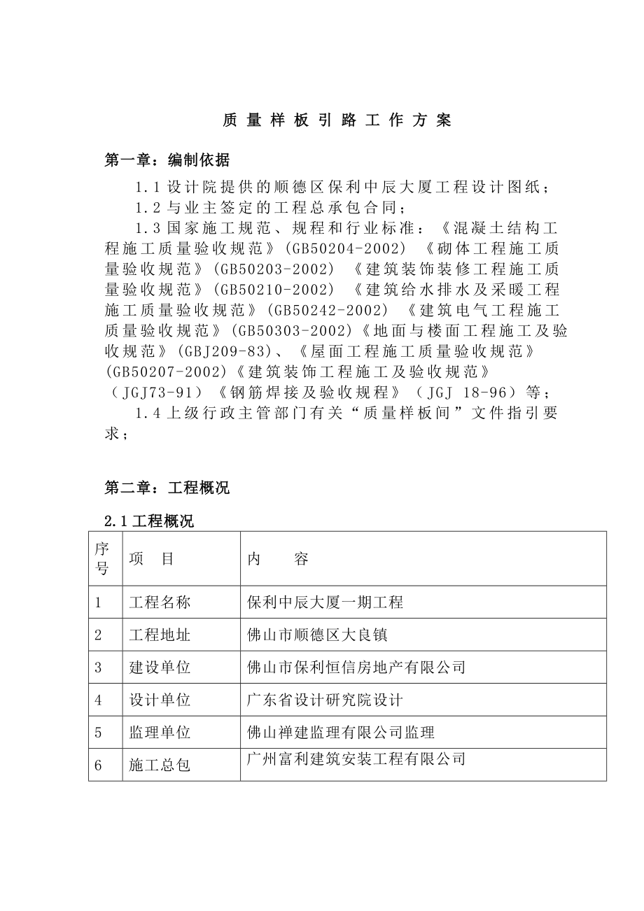 质量样板间工作方案一期_第1页