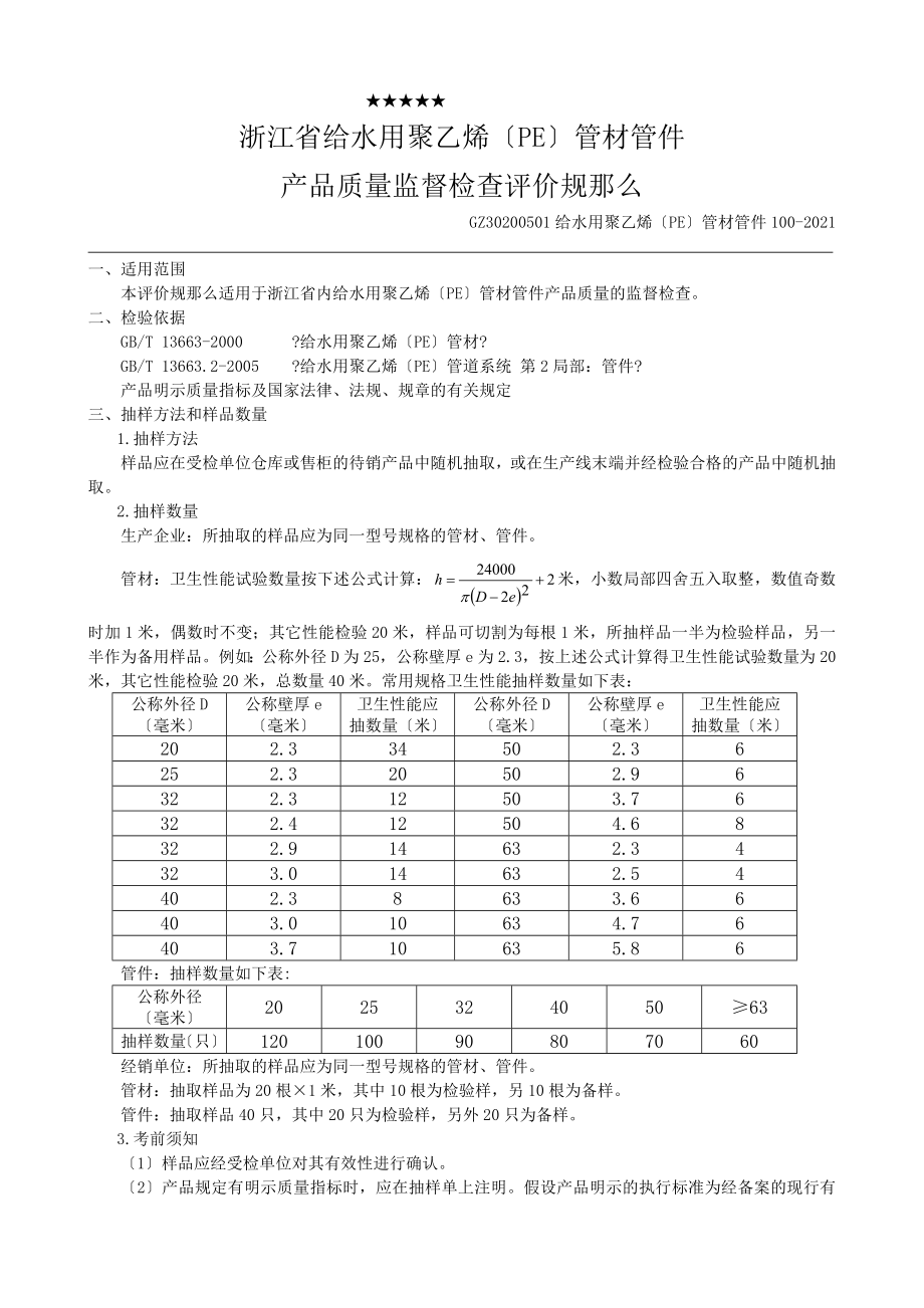 浙江省给水用聚乙烯(PE)管材管件_第1页