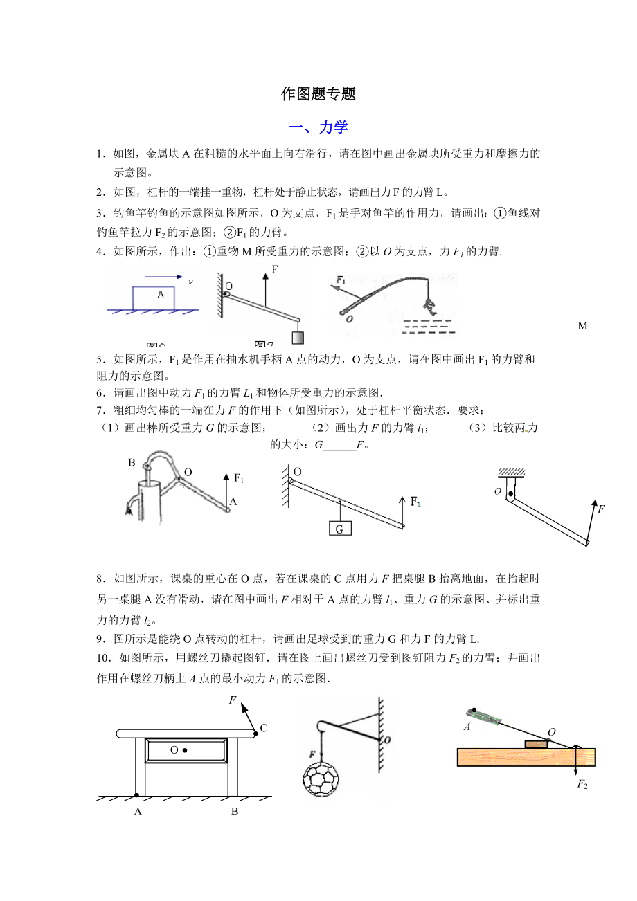 中考物理(人教版)复习资料作图题专题_第1页