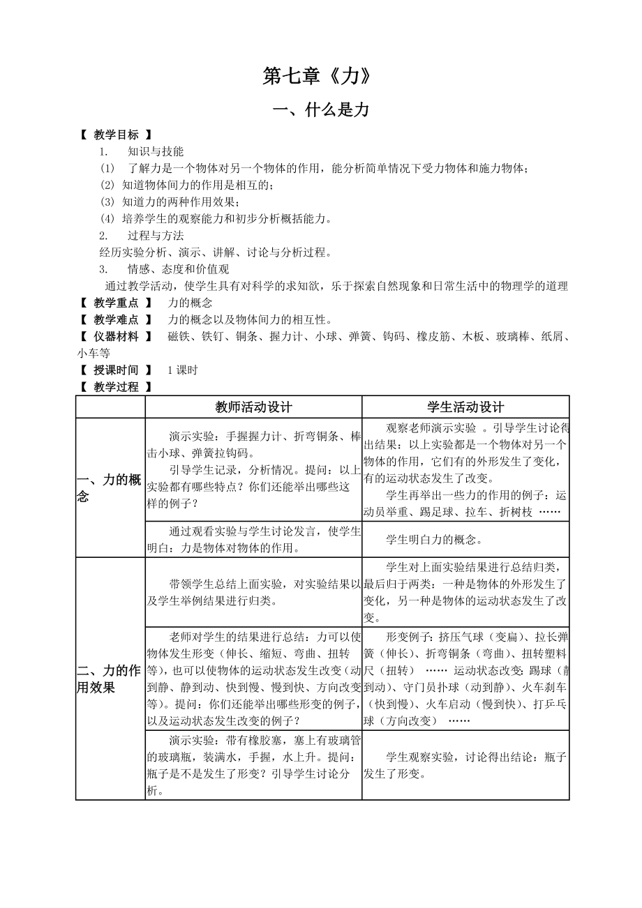 物理八年级下册教学设计_第1页