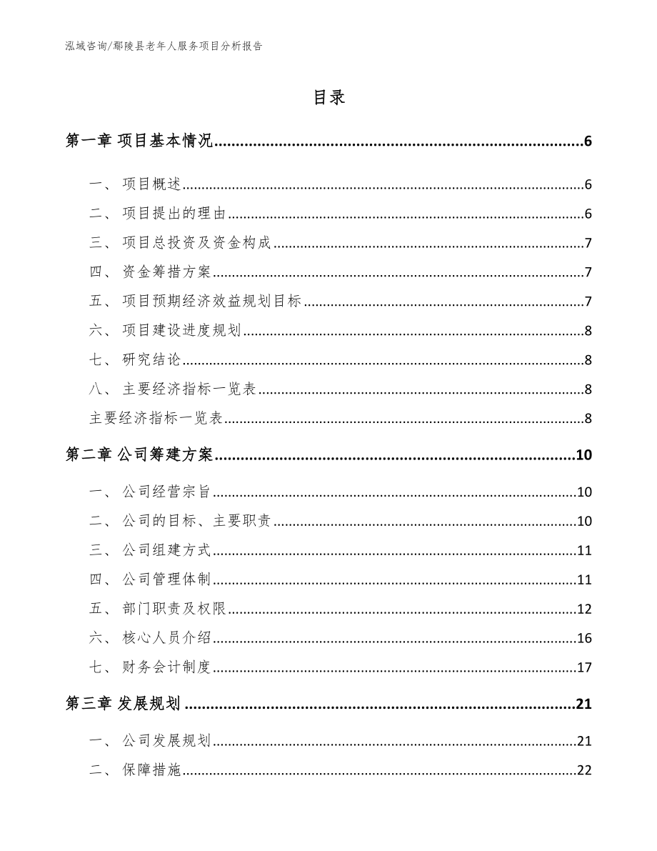 鄢陵县老年人服务项目分析报告（模板）_第1页