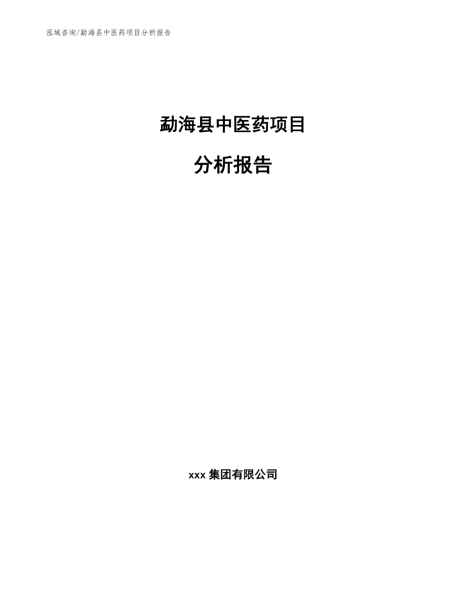 勐海县中医药项目分析报告_参考范文_第1页