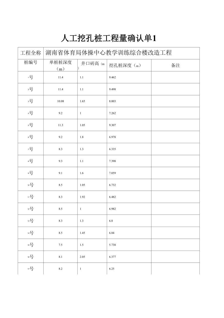 基桩成桩工程量确认单_第1页