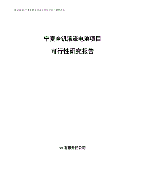 宁夏全钒液流电池项目可行性研究报告模板参考