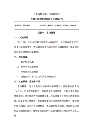 2023年江苏科技大学经济管理信息系统实验报告