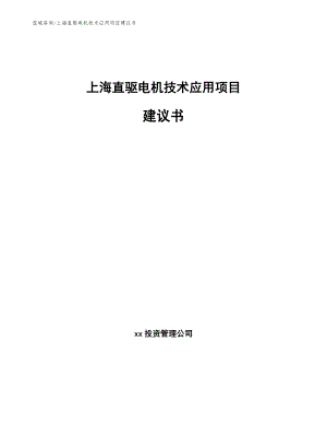 上海直驱电机技术应用项目建议书