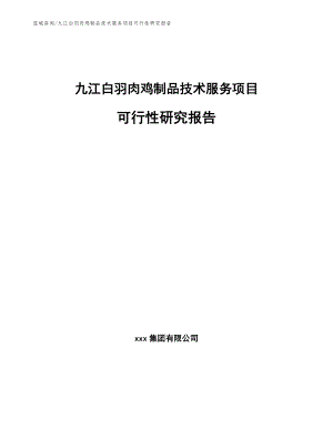 九江白羽肉鸡制品技术服务项目可行性研究报告（参考范文）