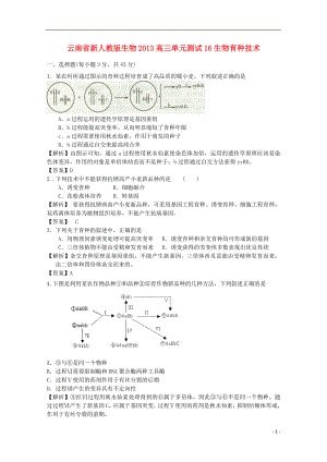 云南省2013年高三生物 单元测试16《生物育种技术》新人教版
