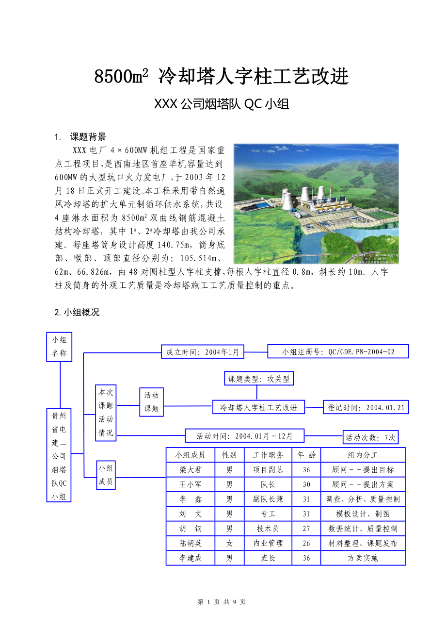 彩色-8500m2 冷却塔人字柱工艺改进_第1页