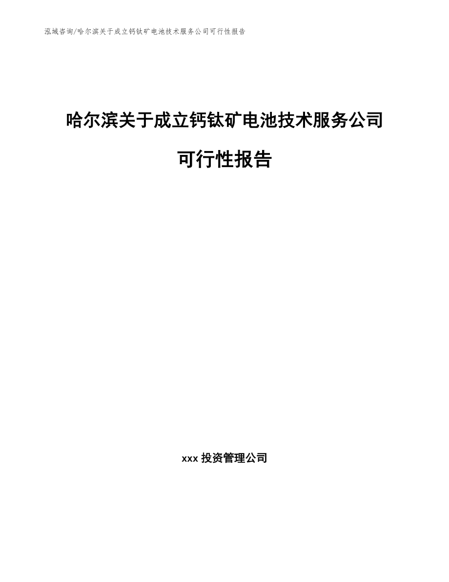 哈尔滨关于成立钙钛矿电池技术服务公司可行性报告（范文参考）_第1页