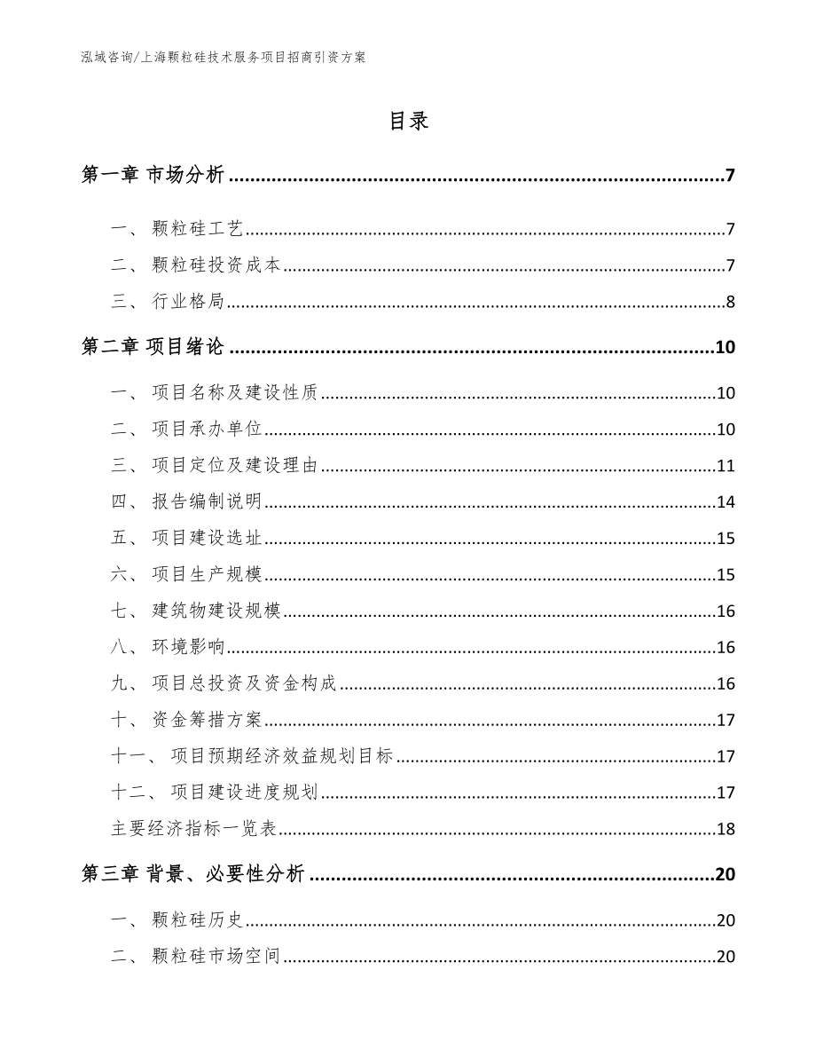 上海颗粒硅技术服务项目招商引资方案（范文模板）_第1页