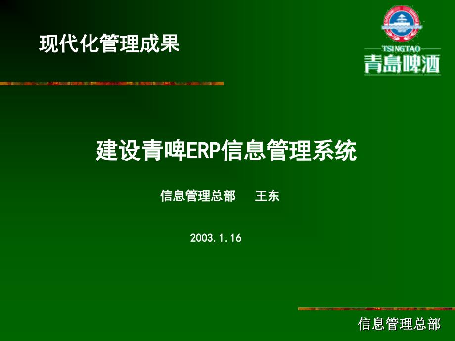 青岛啤酒ERP信息管理系统概述33009_第1页