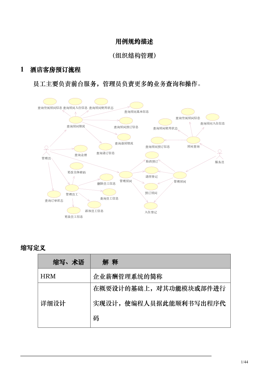 [組織機構(gòu)管理模塊][酒店客房預(yù)訂系統(tǒng)]用例規(guī)約描述bij_第1頁