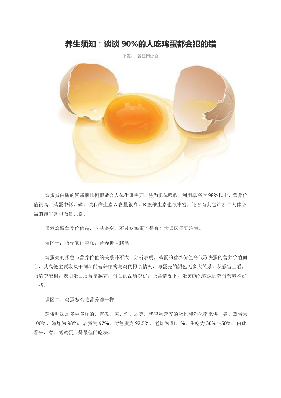 养生须知：谈谈90%的人吃鸡蛋都会犯的错_第1页