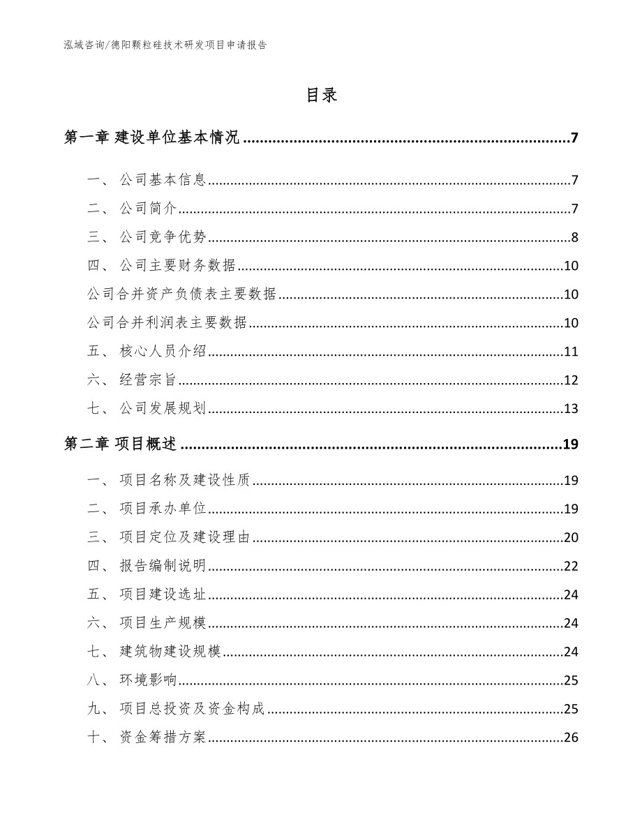 德阳颗粒硅技术研发项目申请报告（模板参考）_第1页