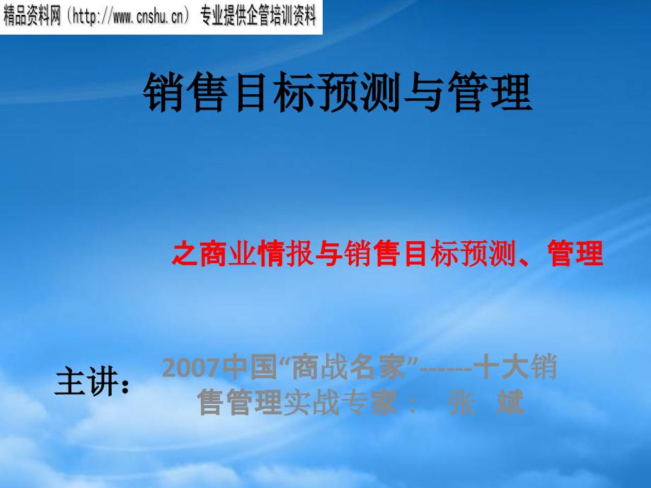 商业情报与销售目标预测、管理-销售目标预测与管理copt_第1页