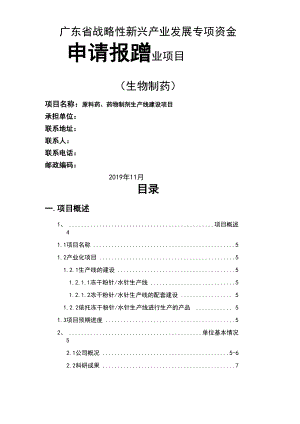 广东战略新兴产业发展专项资金申请报告27页
