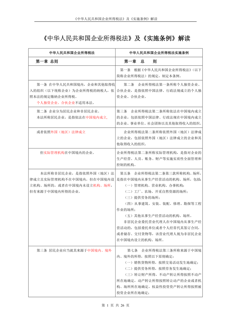 《中華人民共和國企業(yè)所得稅法》及《實施條例》解讀_第1頁