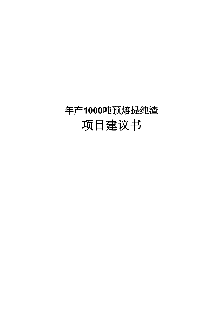 年产1000吨预熔提纯渣项目实施建议书_第1页