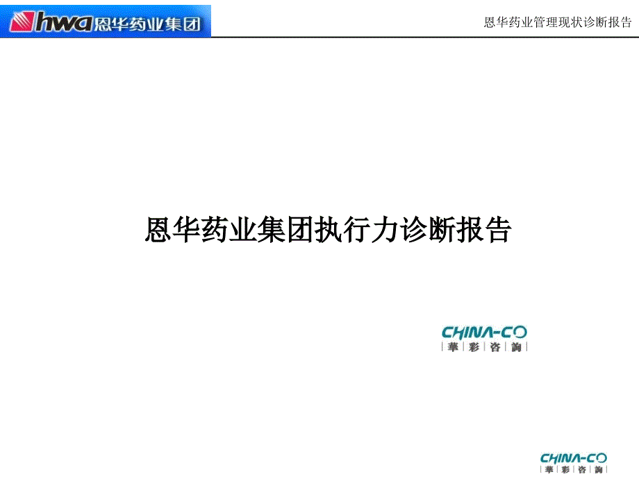 恩华药业集团执行力诊断报告—华彩咨询bdng_第1页