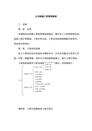 三、公司职能工资管理制度