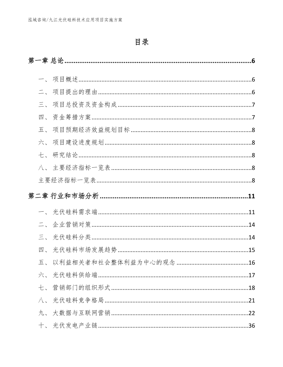 九江光伏硅料技术应用项目实施方案_模板参考_第1页