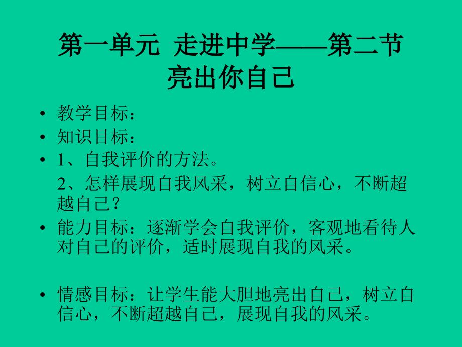 初中七年级政治课件亮出你自己(1)_第1页