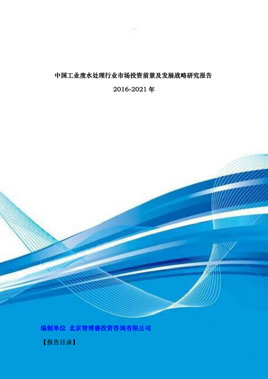中国工业废水处理行业市场投资前景及发展战略研究报告2_第1页