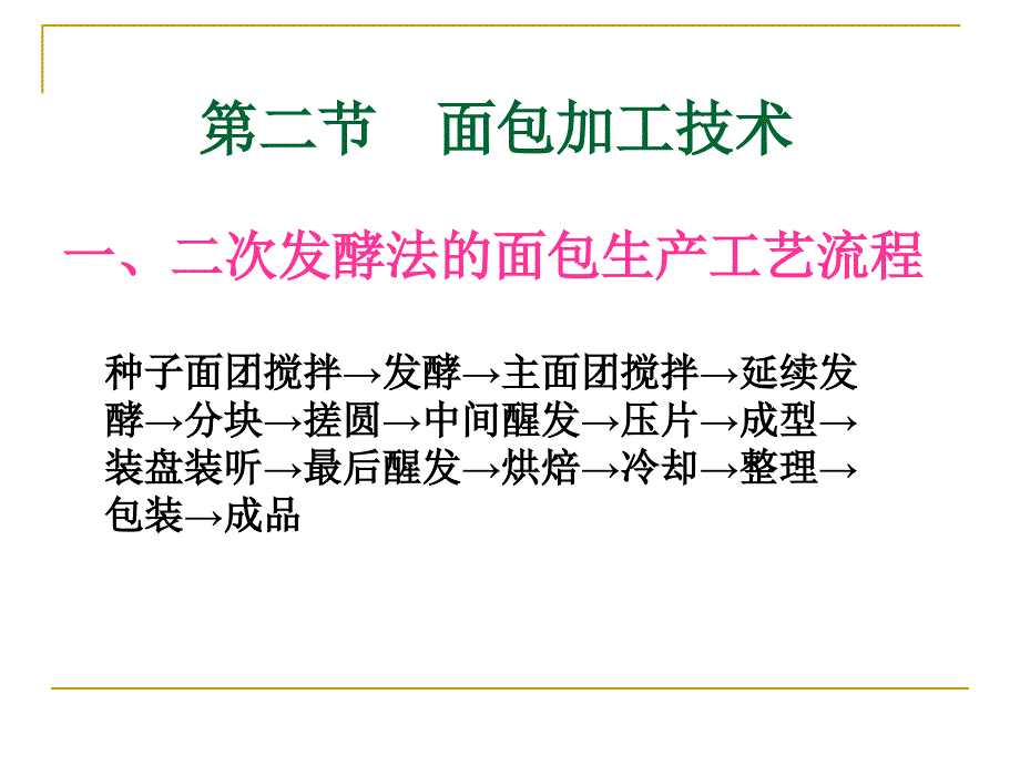 面包加工技術(shù)二次發(fā)酵法的面包生產(chǎn)工藝流程課件_第1頁