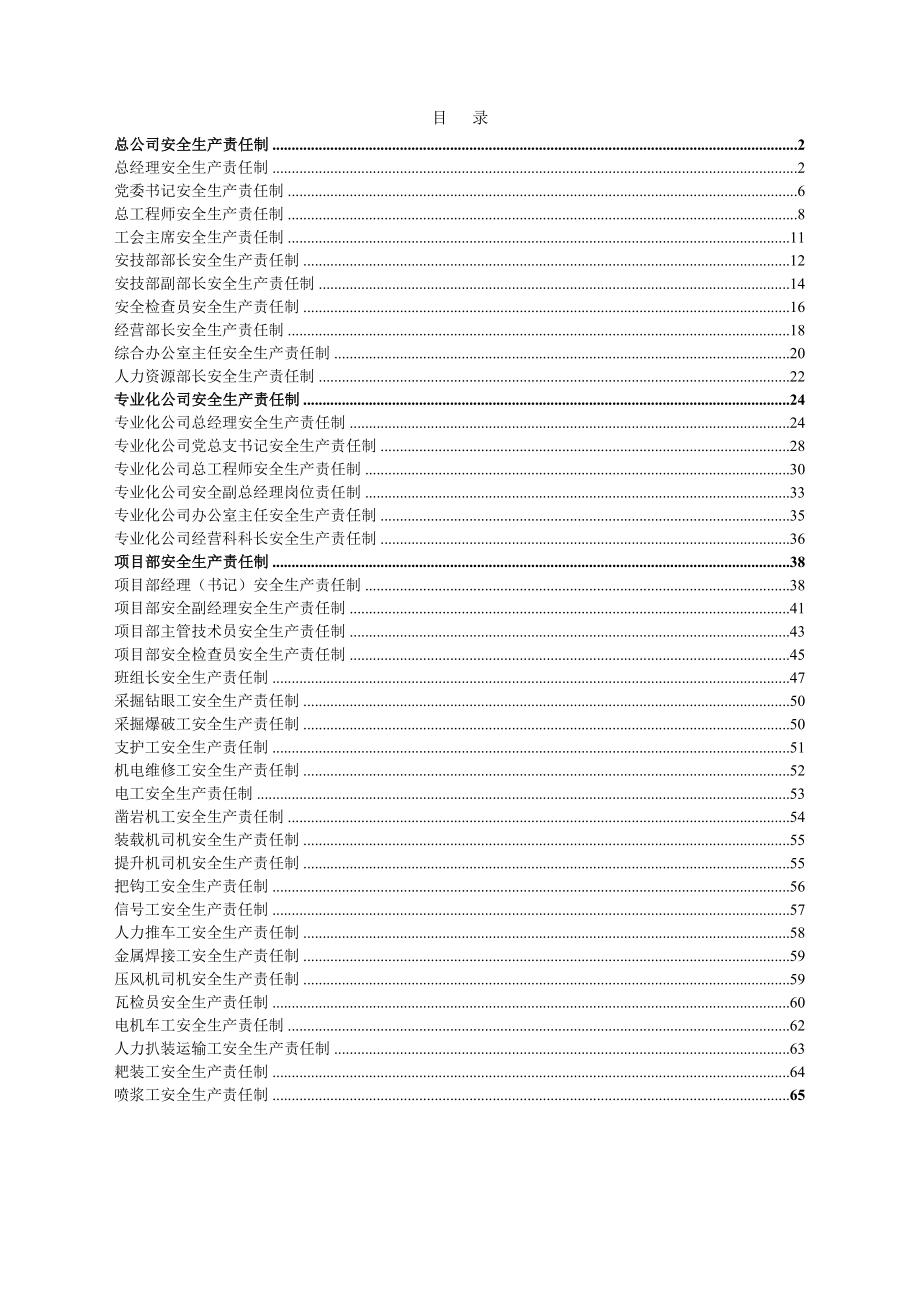 煤礦安全生產(chǎn)責任制 (通用參考范本)_第1頁