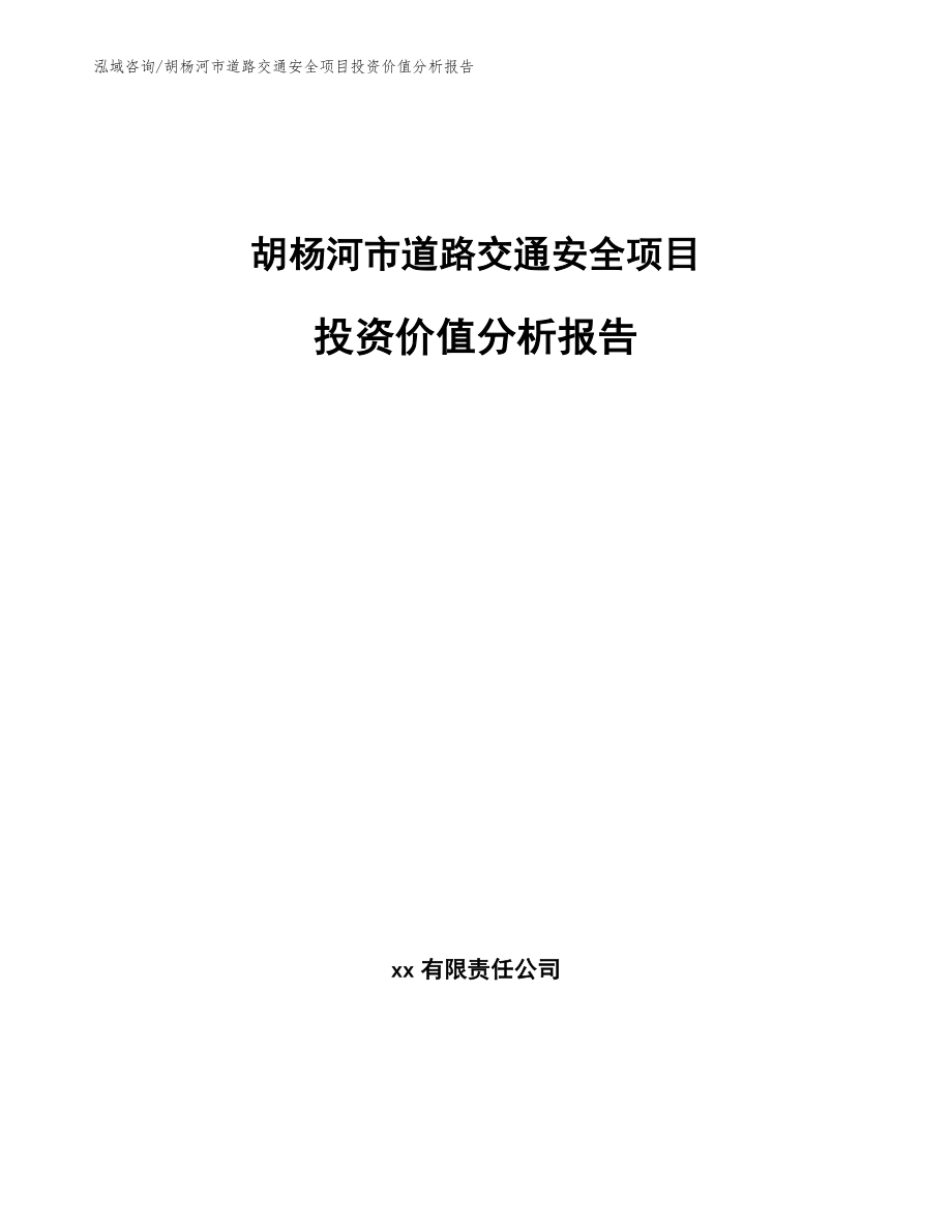 胡杨河市道路交通安全项目投资价值分析报告_第1页
