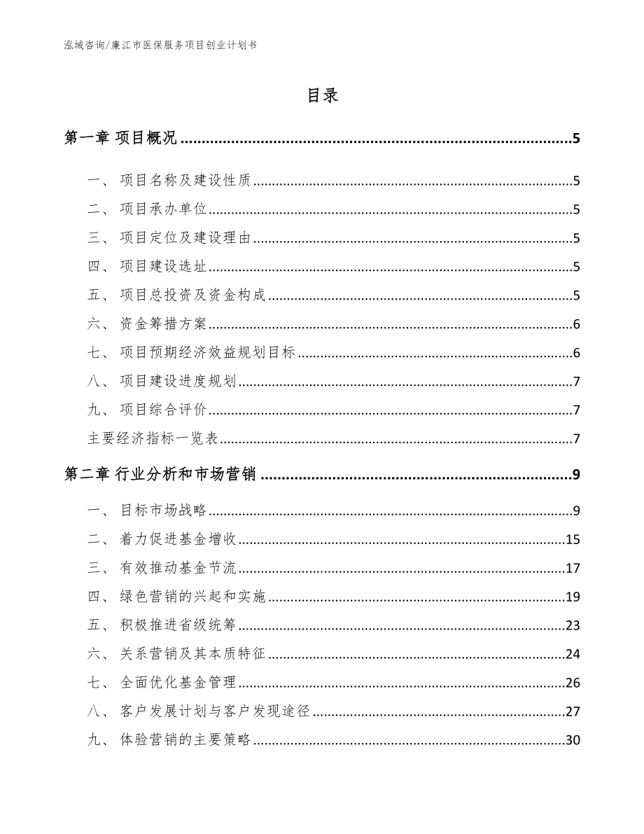 廉江市医保服务项目创业计划书_第1页