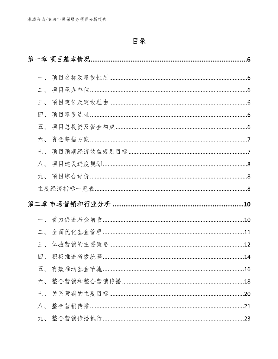 商洛市医保服务项目分析报告【模板参考】_第1页