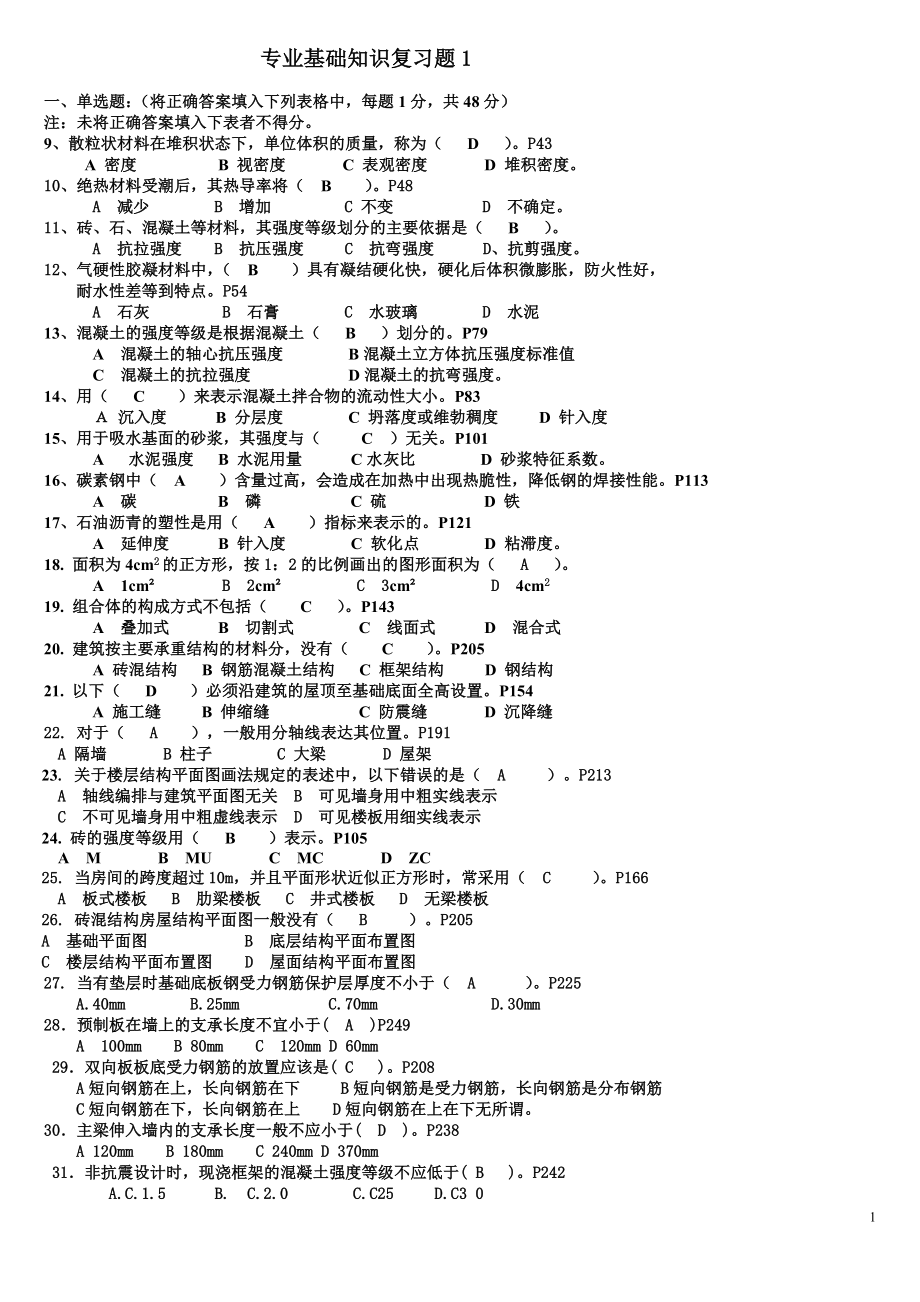 房屋建筑工程专业基础知识_第1页