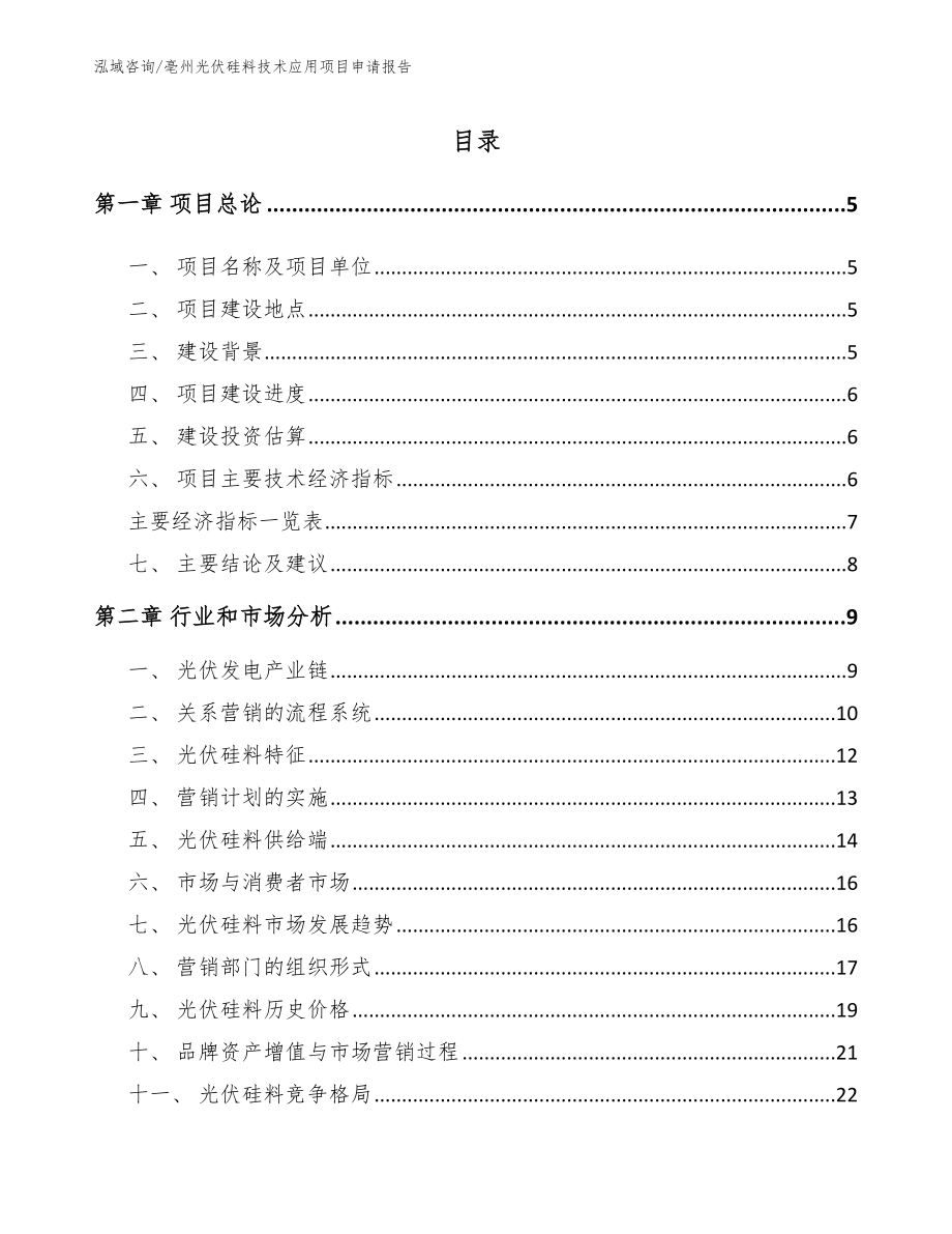 亳州光伏硅料技术应用项目申请报告_第1页