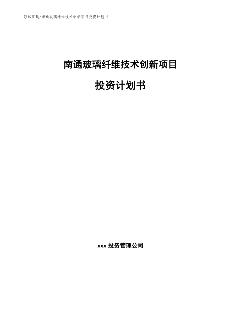 南通玻璃纤维技术创新项目投资计划书_第1页