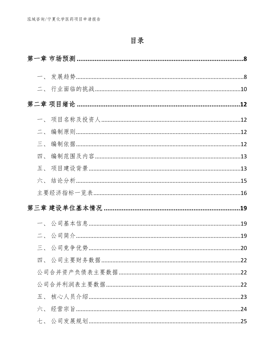 宁夏化学医药项目申请报告_第1页