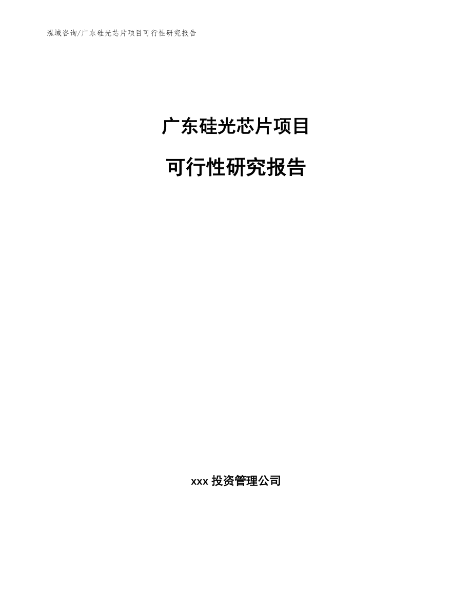 广东硅光芯片项目可行性研究报告_模板_第1页
