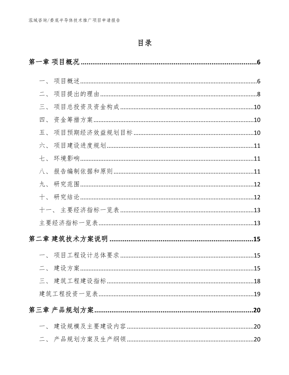 娄底半导体技术推广项目申请报告【模板范文】_第1页