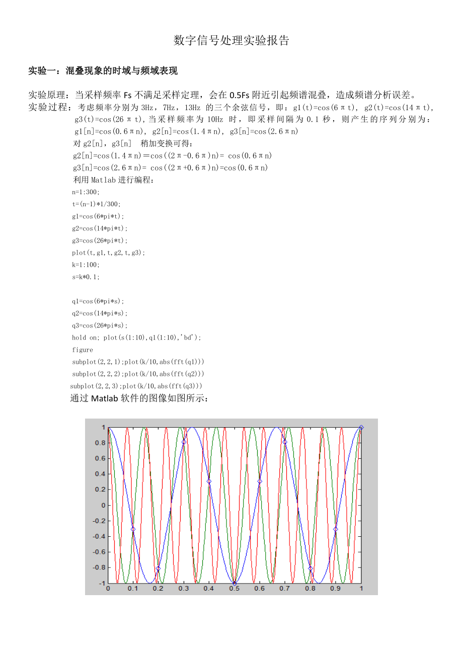 数字信号处理实验报告_第1页