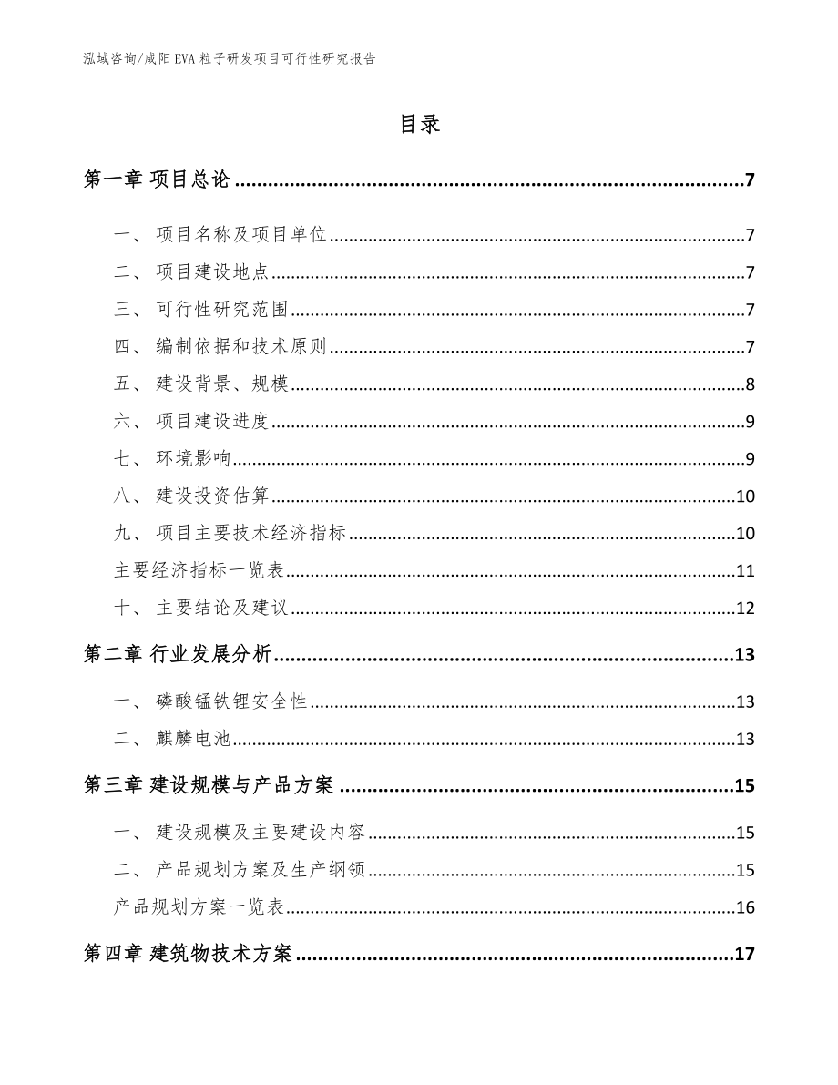 咸阳EVA粒子研发项目可行性研究报告【范文】_第1页