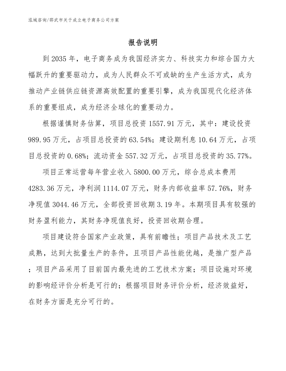 邵武市关于成立电子商务公司方案_第1页