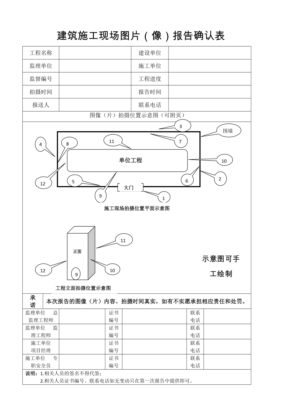 建筑施工现场图片像报告确认表_第1页