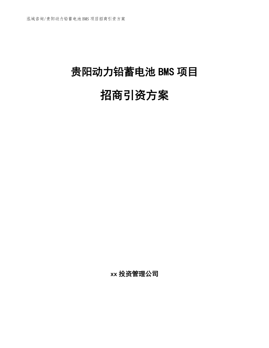 贵阳动力铅蓄电池BMS项目招商引资方案（参考范文）_第1页