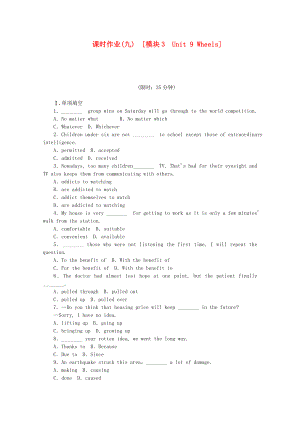 （安徽專用）2014屆高考英語一輪復(fù)習(xí)方案 作業(yè)手冊（9）模塊3 Unit 9 Wheels（含解析） 北師大版