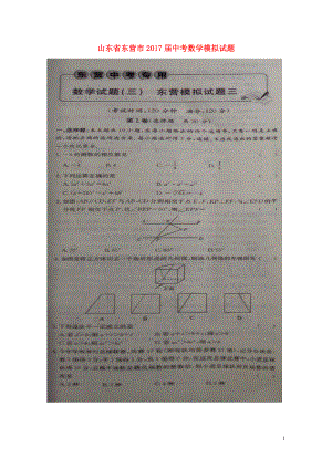 山东诗营市中考数学模拟试题3扫描版0612289