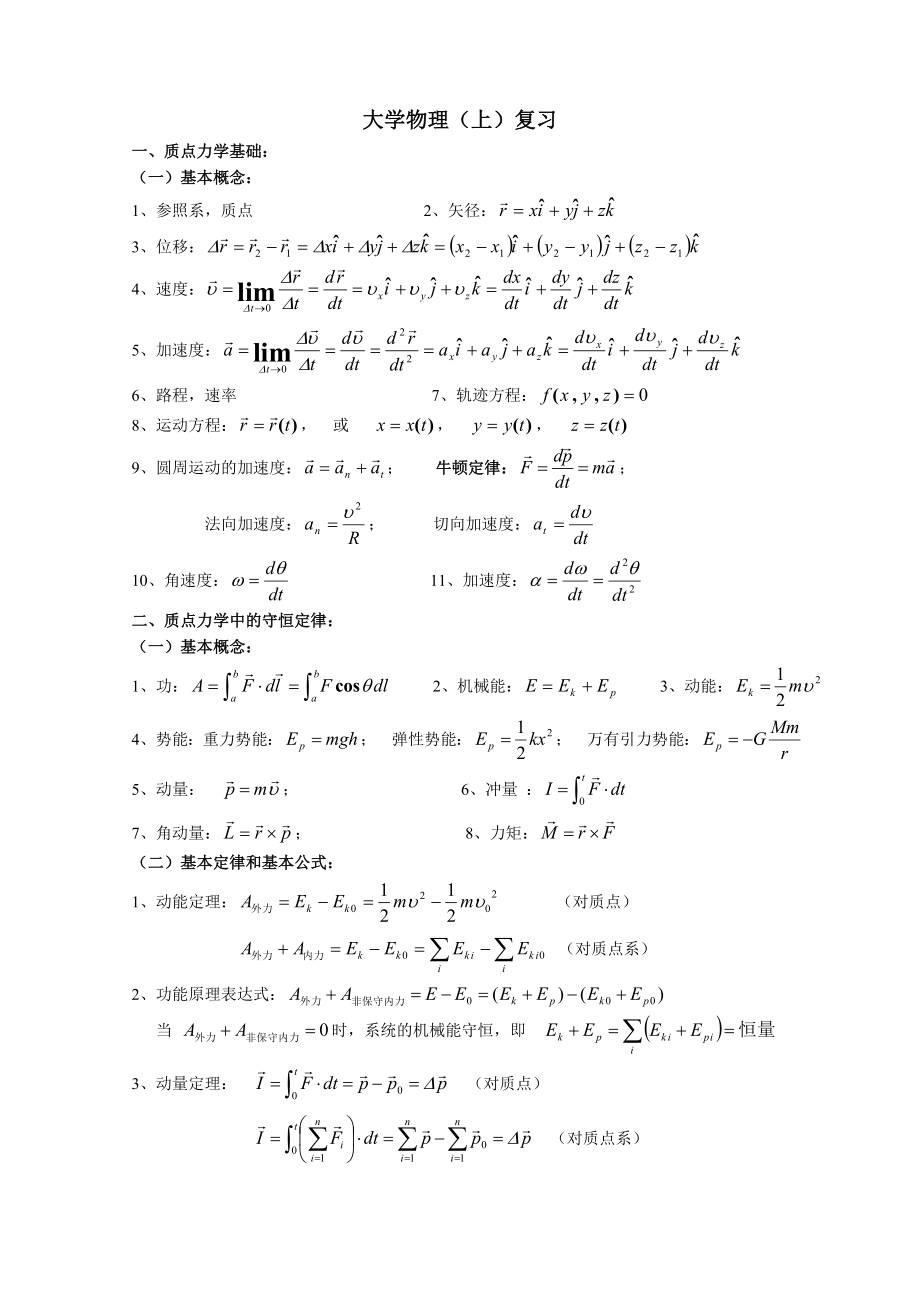 大学物理上复习_第1页