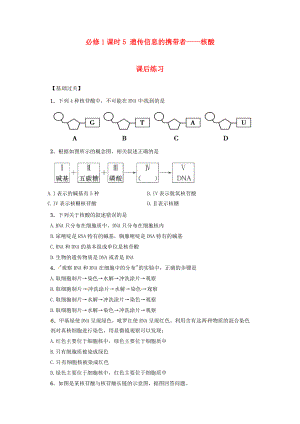 內(nèi)蒙古杭錦后旗奮斗中學2015-2016學年高中生物 課時5 遺傳信息的攜帶者-核酸課后練習 新人教版必修1