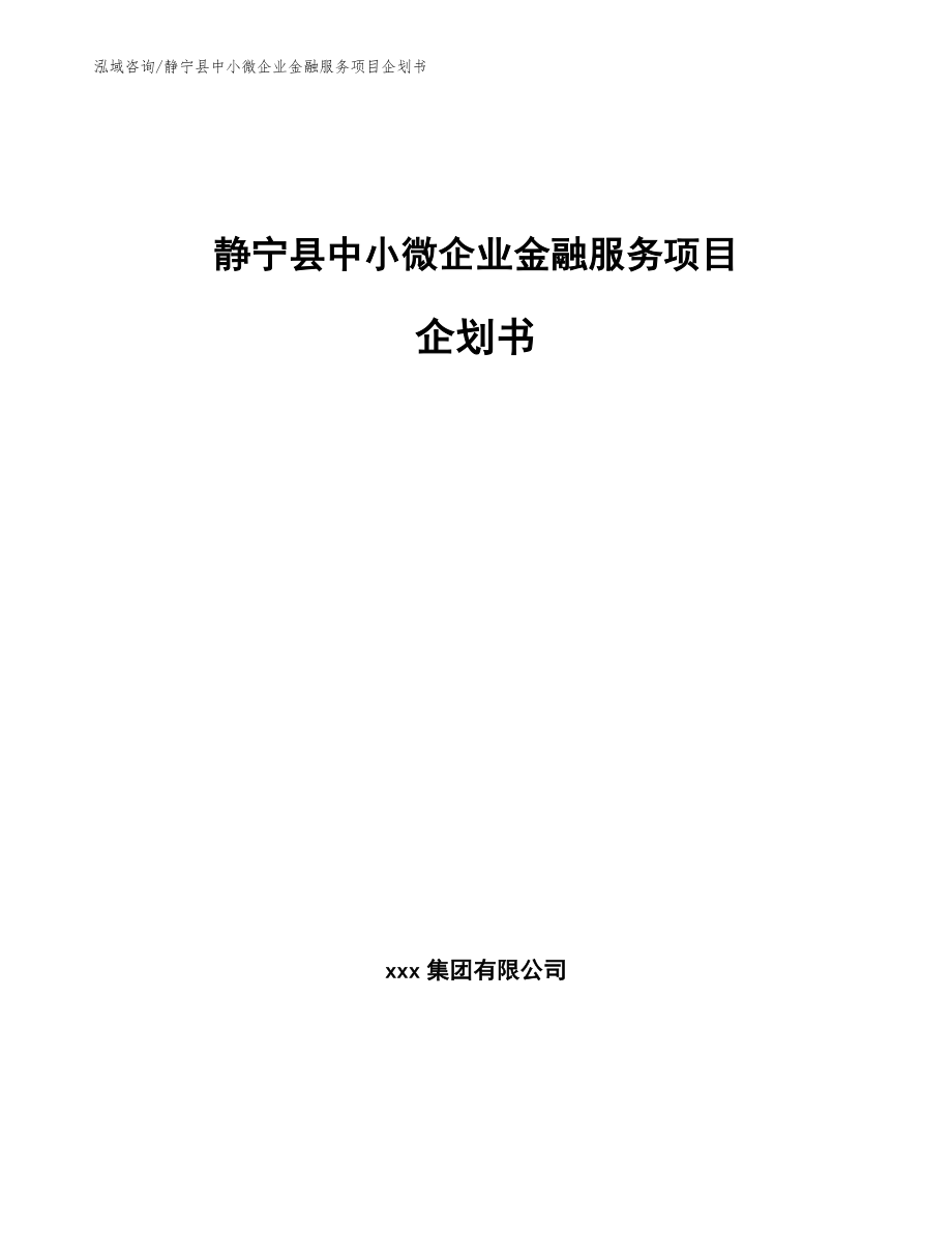 静宁县中小微企业金融服务项目企划书【范文模板】_第1页